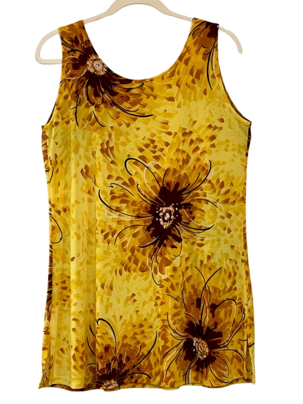 Vintage Jostar Yellow Brown Floral 2 Piece Capri Pant Set Made USA Medium - Picture 4 of 15